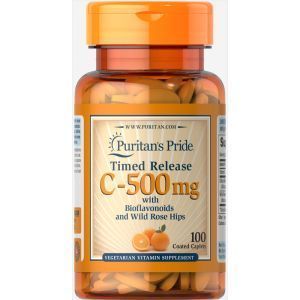 Витамин С с биофлавоноидами, Vitamin C Rose Hips, Puritan's Pride, 500 мг, 100 капсул