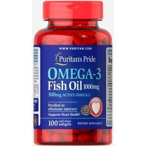 Omega-3 baliq yog'i, Puritan's Pride, 1000 mg, 300 mg faol, 100 kapsula