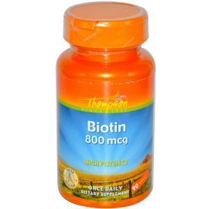 Биотин, Biotin, Thompson, 800 мкг, 90 таблеток