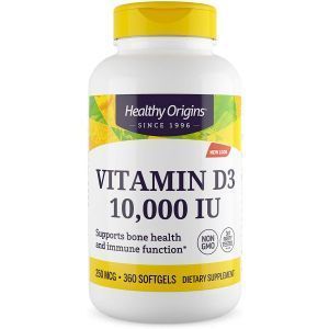 Витамин Д3, Vitamin D3, Healthy Origins, 10 000 МЕ, 360 капсул