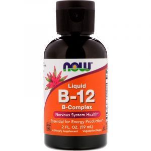 Витамин В12, Liquid B-12, Now Foods, B-комплекс, жидкий, 59 мл