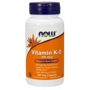 Витамин К-2, Vitamin K-2, Now Foods, 100 мкг, 100 вегетарианских капсул