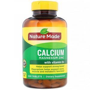Кальций, магний, цинк, витамин D3, Calcium Magnesium Zinc with D3, Nature Made, 300 таблеток 
