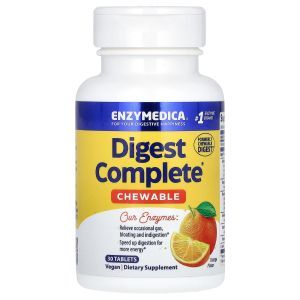 Пищеварительные ферменты, Digest, Enzymedica, вкус апельсина, 30 жевательных таблеток