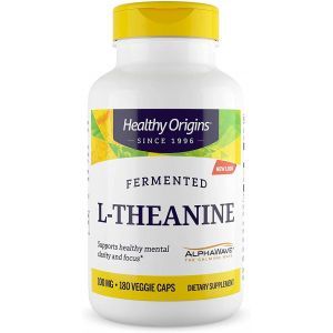 L-теанин, L-Theanine, Healthy Origins, 100 мг, 180 вегетарианских капсул