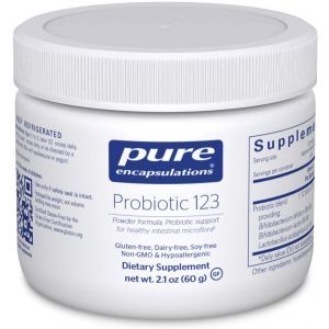 Пробиотики, поддержка здоровой микрофлоры кишечника, для детей, Probiotic 123, Pure Encapsulations, 60 гр.