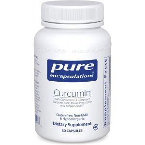 Куркумин, Curcumin, Pure Encapsulations, для поддержки здоровья суставов, тканей, печени, толстой кишки, мозга и клеток, 60 капсул