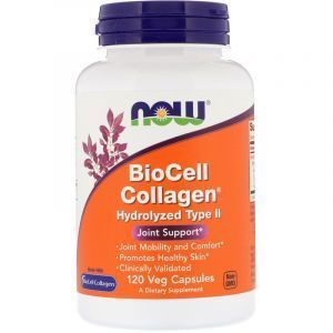 BioSil Collagen Type II, BioCell Collagen, Now Foods, Gidrolizlangan, 120 kapsula