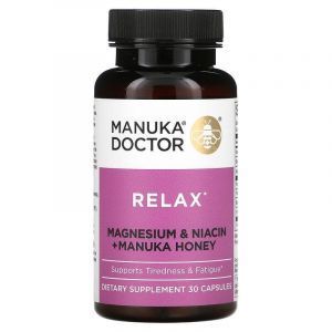 Магний, ниацин и мед манука, Relax, Manuka Doctor, 30 капсул
