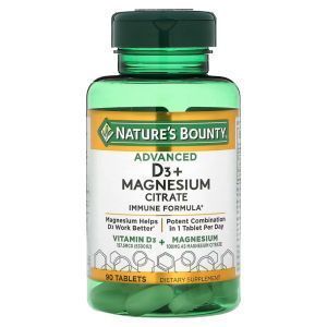 Витамин D3 + цитрат магния, Advanced D3 + Magnesium Citrate, Nature's Bounty, поддержка иммунитета, 90 таблеток