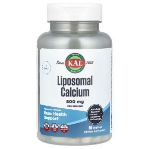 Кальций, Liposomal Calcium, KAL, липосомальный, 500 мг, 90 вегетарианских капсул (166,6 мг на капсулу)