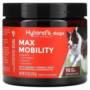 Здоровье суставов для собак, Max Mobility, For Dogs, Hyland's Naturals, вкус курицы барбекю, 90 мягких жевательных конфет, 270 г