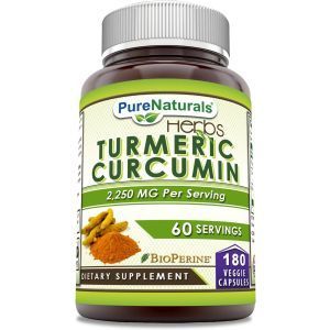 Куркумин с биоперином, Turmeric Curcumin with BioPerine, Pure Naturals, 2250 мг, 180 вегетарианских капсул