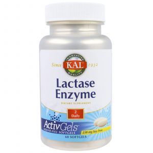 Фермент лактаза, Lactase Enzyme, KAL, 250 мг, 60 кап.