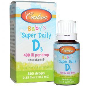 Vitamin D3, Baby's Vitamin D3, Carlson Labs, Bolalar uchun, 400 IU, 10,3 ml