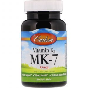 Витамин K2 MK-7, Vitamin K2 MK-7, Carlson Labs, 45 мкг, 90 гелевых капсул