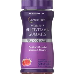 Мультивитамины для женщин плюс коллаген, Women's Multivitamin, Puritan's Pride, 50 жевательных конфет
