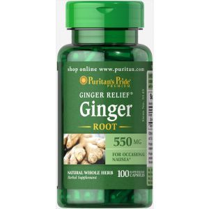Корень имбиря, Ginger Root, Puritan's Pride, 550 мг, 100 капсул
