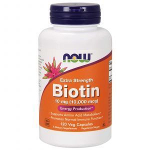 Biotin, Biotin, Now Foods, Extra Strength, 10 mg (10 000 mkg), 120 sabzavotli kapsulalar