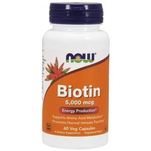 Biotin, Biotin, Now Foods, 5000 mkg, 60 kapsula