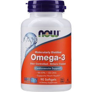 Омега-3, Omega-3, Now Foods, 180 ЭПК/ 120 ДГК, 90 гелевых капсул