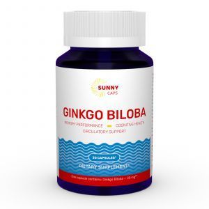 Ginkgo biloba, quyoshli qopqoqlar, 20 mg, 30 kapsula