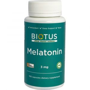 Мелатонин, Melatonin, Biotus, 3 мг, 100 капсул