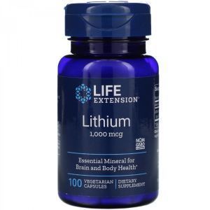 Литий, Lithium, Life Extension, 1000 мкг, 100 капсул