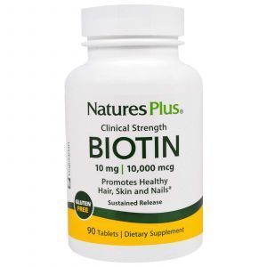 Биотин с замедленным выпуском, Biotin, Nature's Plus, 10000 мкг, 90 таблеток