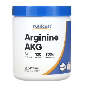 Аргинин AKG, Arginine AKG, Nutricost, без добавок, 300 г