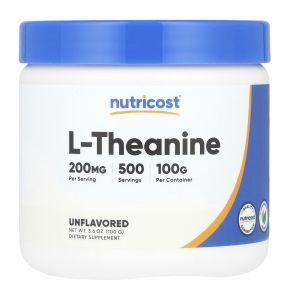 L-теанин, L-Theanine, Nutricost, без добавок, 100 г