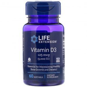 Vitamin D-3, Vitamin D3, umrni uzaytirish, 5000 IU, 60 kapsula