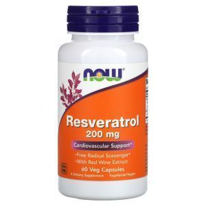 Ресвератрол (Resveratrol), Now Foods, натуральный, 200 мг, 60 кап