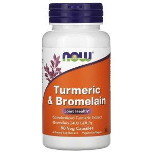 Куркумин и бромелайн, Turmeric & Bromelain, Now Foods, 90 вегетарианских капсул