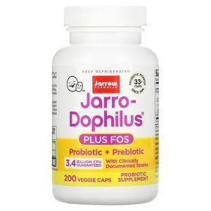 Пробиотики (дофилус), Jarro-Dophilus + FOS, Jarrow Formulas, 200 капсул