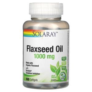 Льняное масло, Flaxseed Oil, Solaray, 333 мг, 100 гелевых капсул