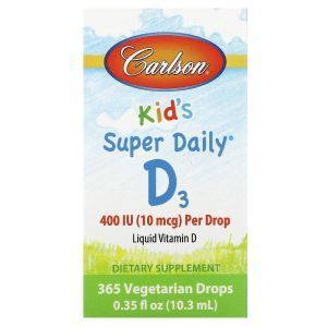 Витамин Д3, Kid's Super Daily D3 Carlson Labs, для детей, 400 МЕ, 10,3 мл
