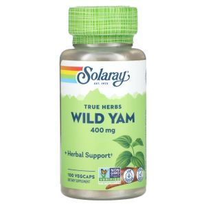 Дикий ямс, Wild Yam, True Herbs, Solaray, 400 мг, 100 вегетарианских капсул
