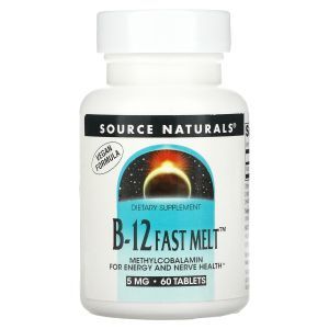 Витамин В12, B-12 Fast Melt, Source Naturals, 5 мг, 60 таблеток
