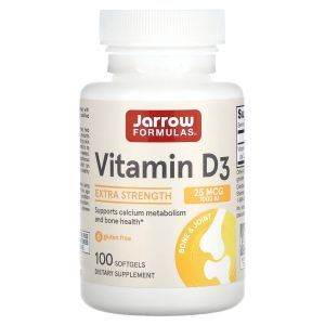 Витамин Д3, Vitamin D3, Jarrow Formulas, 1000 МЕ, 100 капсул