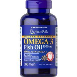 Омега-3 рыбий жир, Omega-3 Fish Oil, Puritan's Pride, двойная сила, 1200 мг, 180 капсул