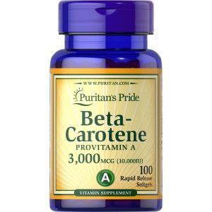 Бета каротин, Beta-Carotene, Puritan's Pride, 10,00 МЕ, 100 гелевых капсул
