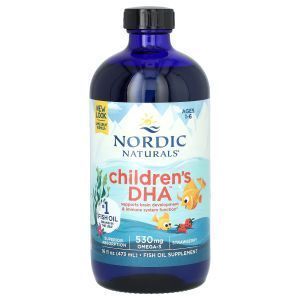 Рыбий жир для детей от 1 до 6 дет, Children's DHA, Nordic Naturals, клубника, жидкий, 530 мг, 473 мл