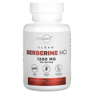Берберин гидрохлорид, Clean Berberine HCl,  TypeZero, 600 мг, 60 капсул
