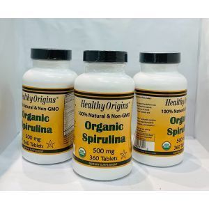 Spirulina, Sog'lom Origins, Organik, 500 mg, 360 Tabletka.