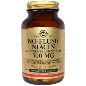 Niacin, No-Flush Niacin, Solgar, Non-Flushing, 500 mg, 100 Kapsül