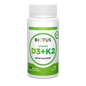 Витамин Д3, К2 с кальцием, Biotus, 60 капсул