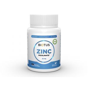 Цинк пиколинат, Zinc Picolinate, Biotus, 22 мг, 60 капсул