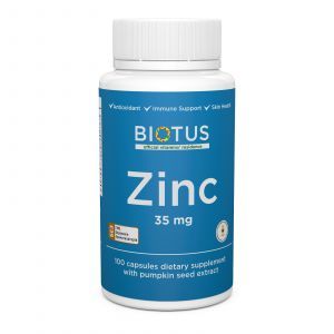 Цинк, Zinc, Biotus, 35 мг, 100 капсул